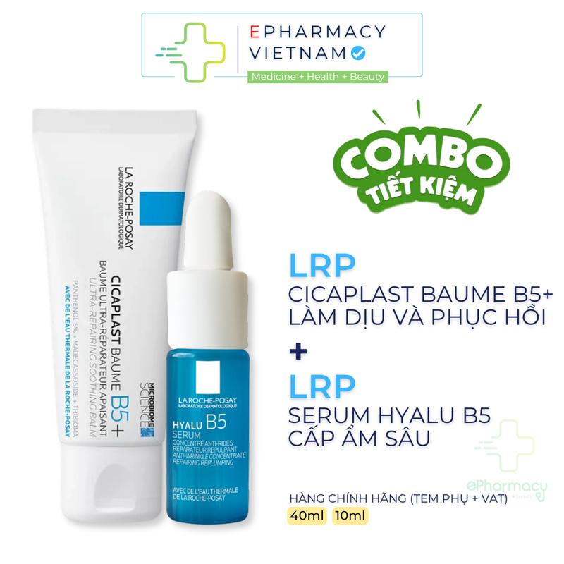 Minisize La Roche-Posay Kem Dưỡng LRP Cicaplast Baume B5+ 40ml & Serum LRP Hyalu B5 10ml Hỗ Trợ Làm Dịu Dưỡng Và Cấp Ẩm Sâu Cho Da