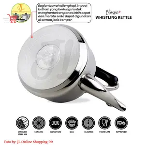 (Terbaru) Shuma Teko Bunyi Stainless Sus 304 Tebal Tahan Karat 4 L / Whistling Kettle Classic Premium Bestseller