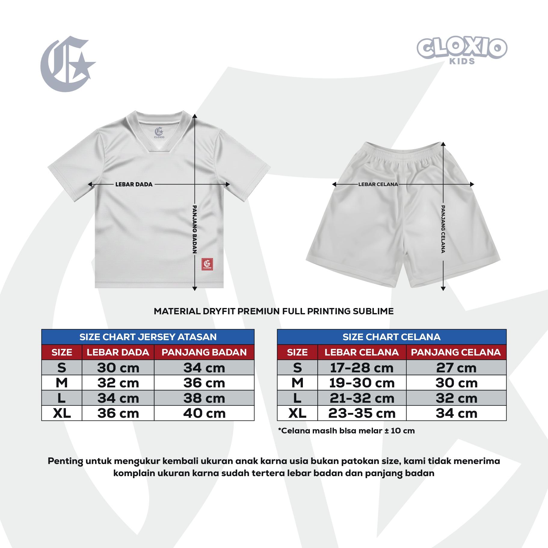 CLOXIO - Setelan Jersey Anak Perempuan - Baju Anak Cewek - Pakaian OOTD Anak Lucu Imut Cute Girls