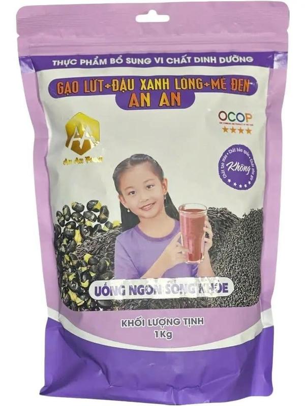  {ANTET} Bột gạo lứt Tím Đậu đen xanh lòng Mè đen    túi zip 1 kg   uông Healthy  thanh lọc ,thực dưỡng  đẹp da  ăn kiêng 