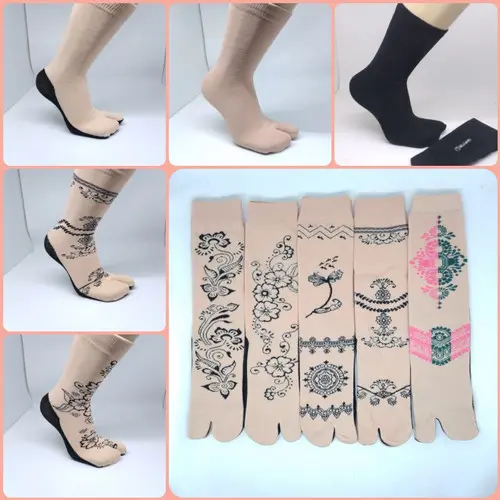 Kaos Kaki Jempol Muslimah Telapak Hitam Panjang Polos Motif Henna Kaos Kaki Wanita Dewasa Model Terbaru 2