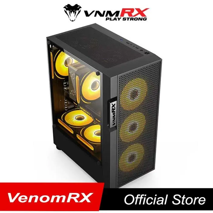 VENOMRX CASING PC ARUNA BLACK MICRO ATX TEMPERED GLASS 4X120MM ARGB FAN