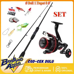 Beli 1 Dapat 10 Joran Pancing Set DM1000-7000 Reel Pancing Set Fishing Rod 1.65/1.8/2.1/2.4M Spinning Ultralight Set Gulungan Pancing Ikan Carbon Pancing Joran Set Lengkap Untuk Memancing