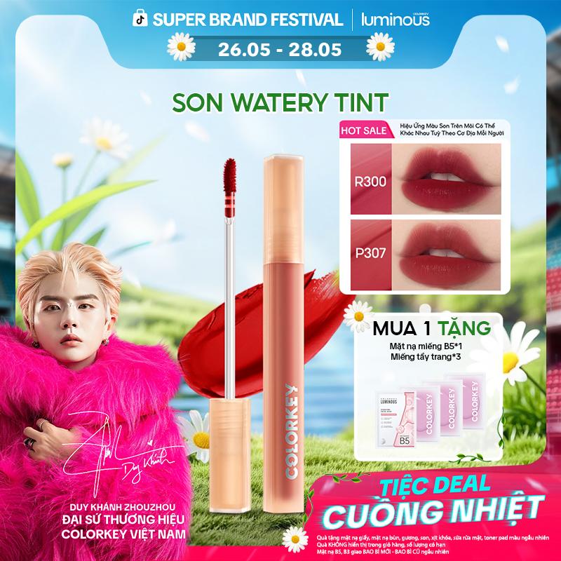 Son COLORKEY Watery Tint Bền Màu Lâu Trôi, Không Dính Cốc, Siêu Mịn Môi 1.8g.