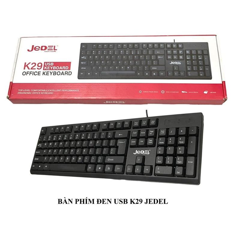 JEDEL K29- Bàn phím văn phòng, bàn phím có dây Jedel K29- Phím bấm siêu êm- BH 12 T