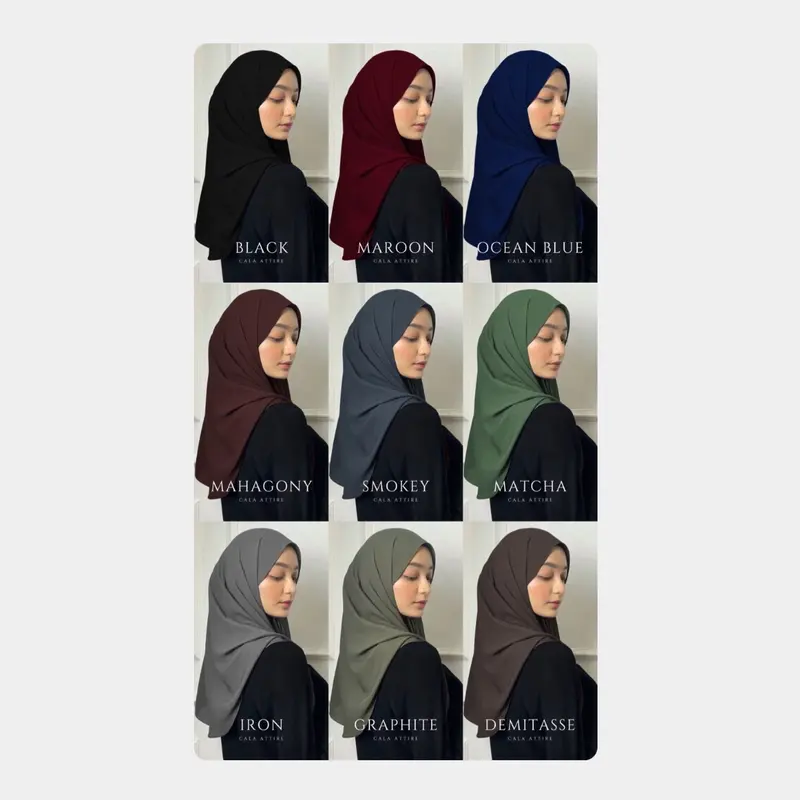 Sofia Bawal Shawl - Cala Attire | Pashmina oval hijab ala malaysia tudung kerudung jilbab syari malay instan curve epscarf crepe wanita musliminner 6