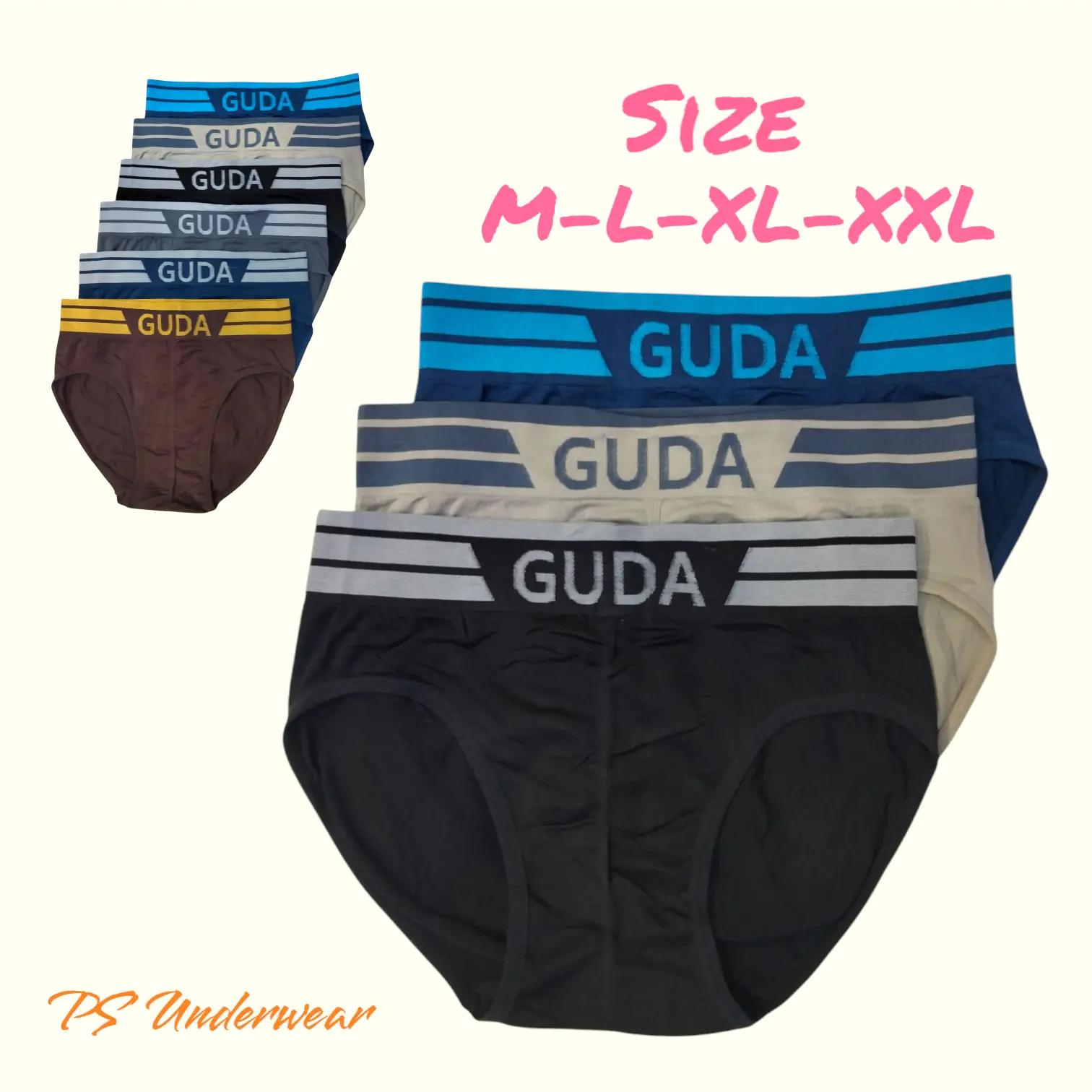 Celana dalaman Pria guda Katun Rajut Model Segitiga Adem Lembut,tampa jahitan sambung di pinggang - Isi 3pcs/6pcs - Size M-XXL- cdcowok Dalam Dewasa
