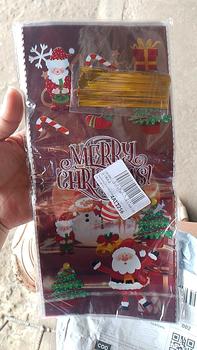 Product Review of [xtv]50Pcs Christmas Candy Gift Packaging Bag With Ribbon Ties Cookies Baking Xmas Plastic Bags Kids Party Favors Wrapping Bags from f**3 0