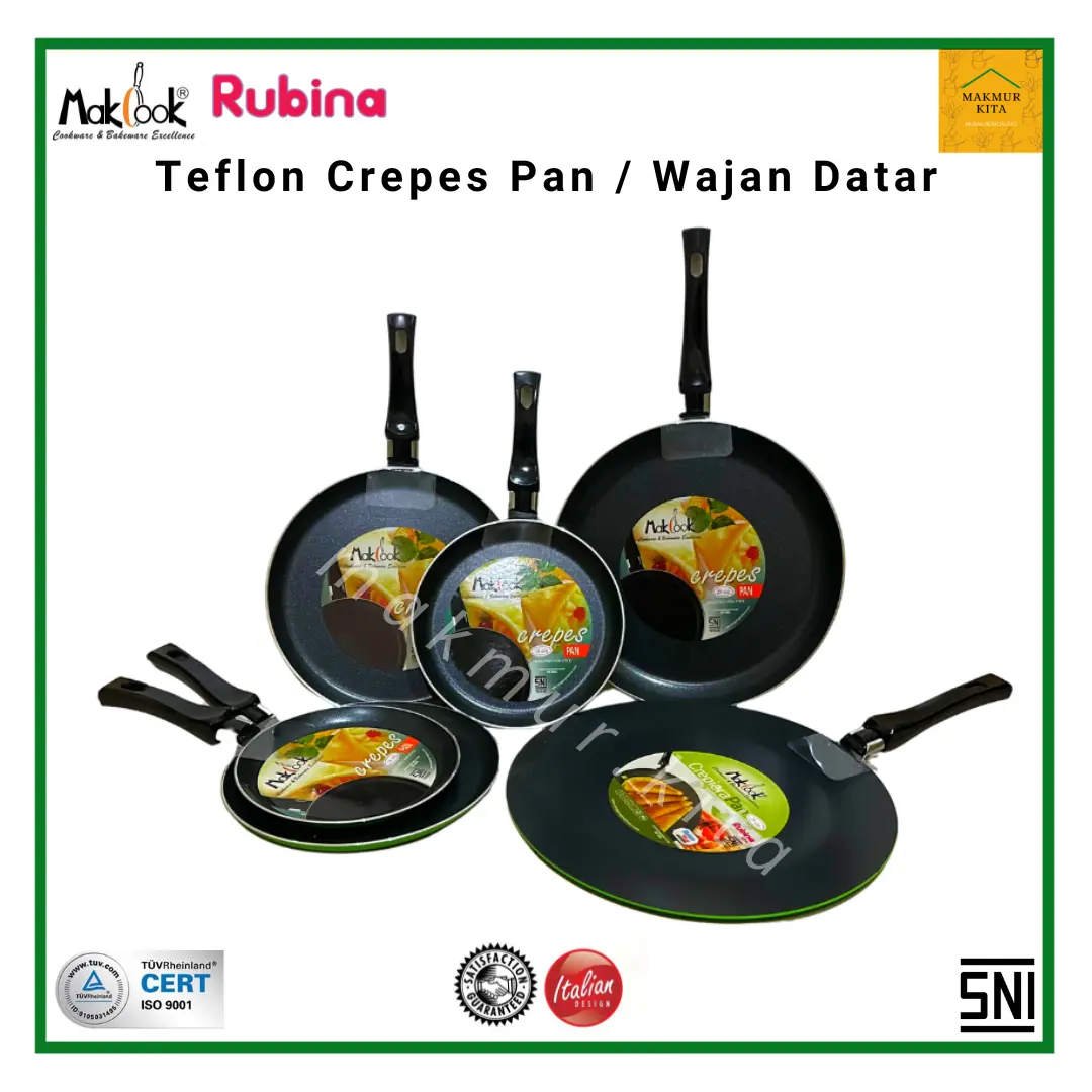 Crepes Pan 16 18 20 22 25 26 28 cm Makcook / Wajan Teflon Risol Datar / Wajan Creper Anti Lengket