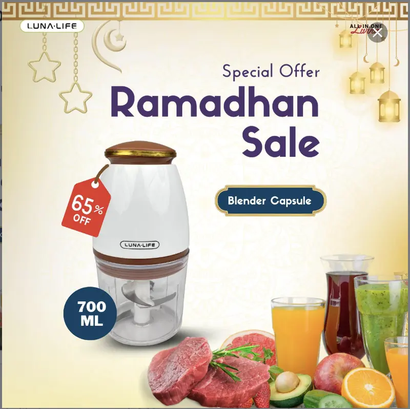 Luna Life MFP7 Blender Capsule 700ml Giling halus & Kasar 4 Mata Pisau Tajam Ice Crushing 0