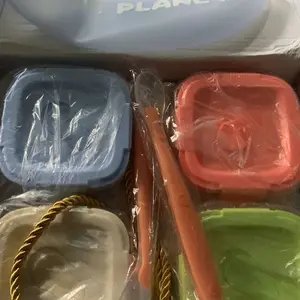 Momsun 6 in 1 Set Tempat MPASI Kaca Hampers Baby Gift Set Wadah MPASI Kaca Kado Lahiran Bayi + Sendok MPASI Silicon Bayi Baby Food Container Kaca