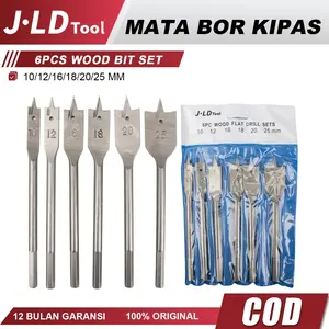 JLD Mata Bor Kipas 6PCS 10/12/16/18/20/25mm Baja Paduan Berkualitas Tinggi untuk Kayu Logam