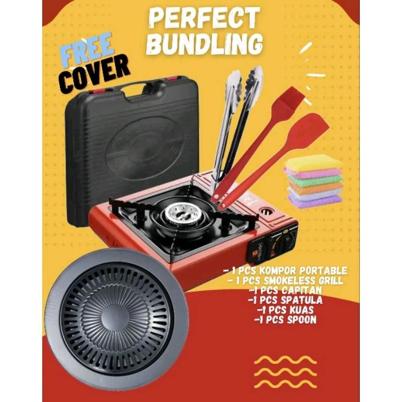 PAKET KOMPOR BUNDLING HEMAT GRILL BULAT/ SMOKELESS KOMPOR PORTABLE