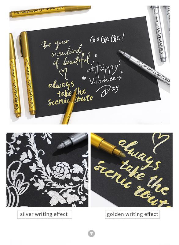 Product Introduction of JIANWU 4Pcs/Set Gold Silver Metallic Color Paintbrush Pen Student Drawing Highlighter Markers Writing School Supplies Stationery 5