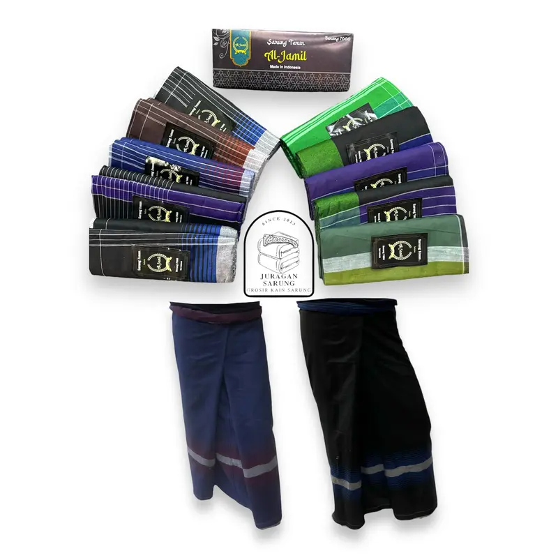 1PCS Sarung Tenun Dewasa Murah Al-Jamil Motif Salur Pinggir Muslim Pria Katun Kain 4