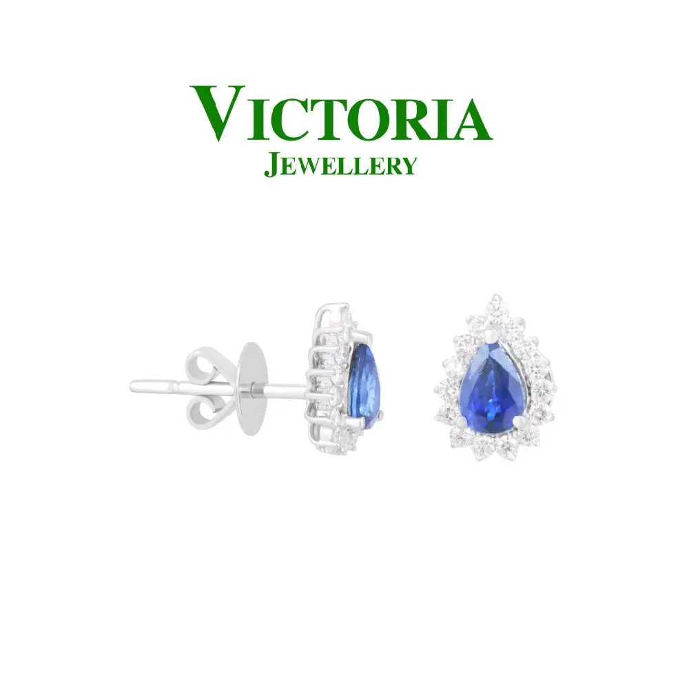 Anting Berlian Batu Blue Sapphire VER1036091 Victoria Jewellery