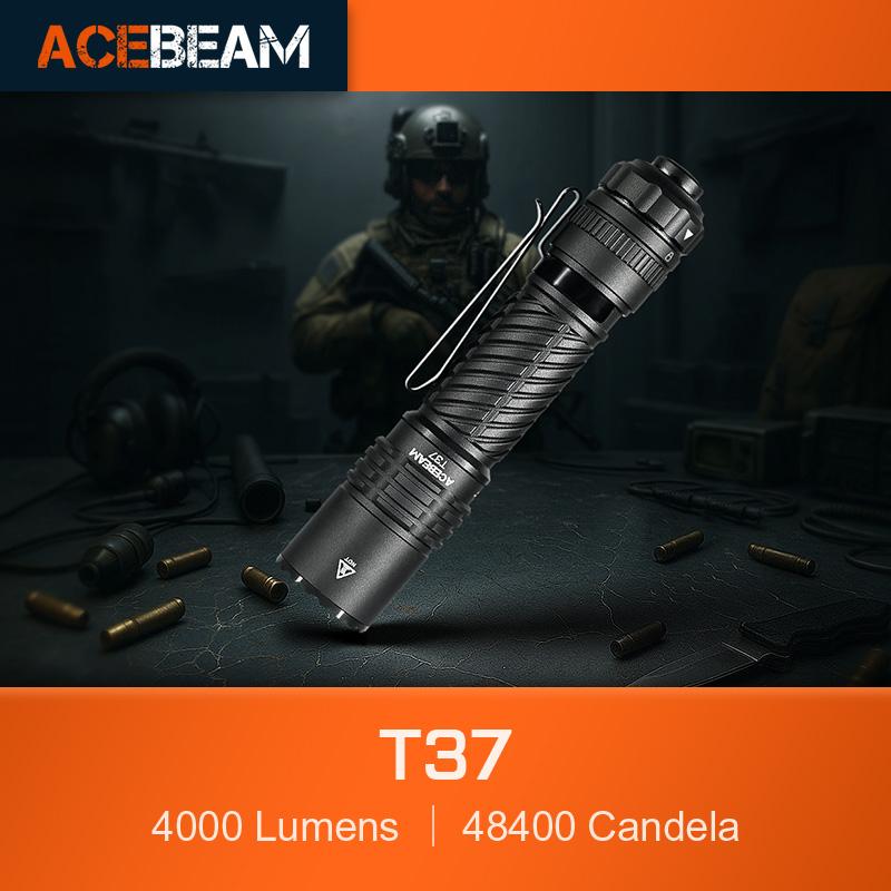 ไฟฉายยุทธวิธีและหน้าที่, ACEBEAM T37, SFT-90X LED 6500K, ความสว่างสูงสุด 4000 Lumens, ระยะ 440 เมตร