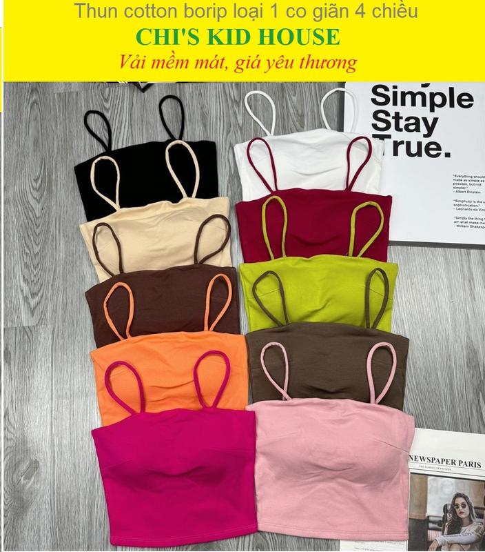 HÀNG ĐẸP CO GIÃN 4 CHIỀU ÁO ỐNG 2 DÂY CÓ MÚT NGỰC ÔM DÁNG BODY THUN COTTON BORIP LOẠI 1 FREESIZE <55KG Xốp Voi Women Nữ Nữ