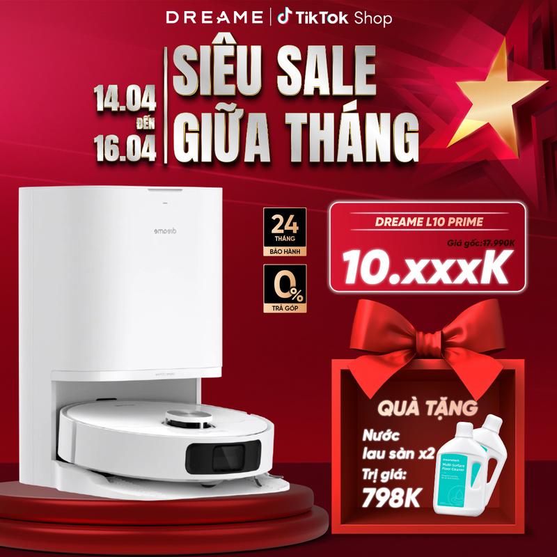 [TẶNG 2 Nước lau 1L] Robot lau sàn Máy Hút Bụi tự làm sạch Dreame L10 Prime - Hàng chính hãng - Phiên bản quốc tế