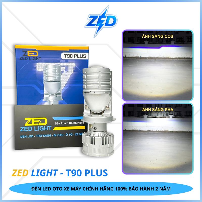  Đèn Pha LED Bi Cầu Mini T90 PLUS ZED LIGHT - 95W Ánh Sáng Rộng Pha Gom Chiếu Xa Hơn 200m Chân Bóng H4 12-24V ĐiệnBình Lắp ÔTô Xe Máy - Bảo Hành 2 Năm 