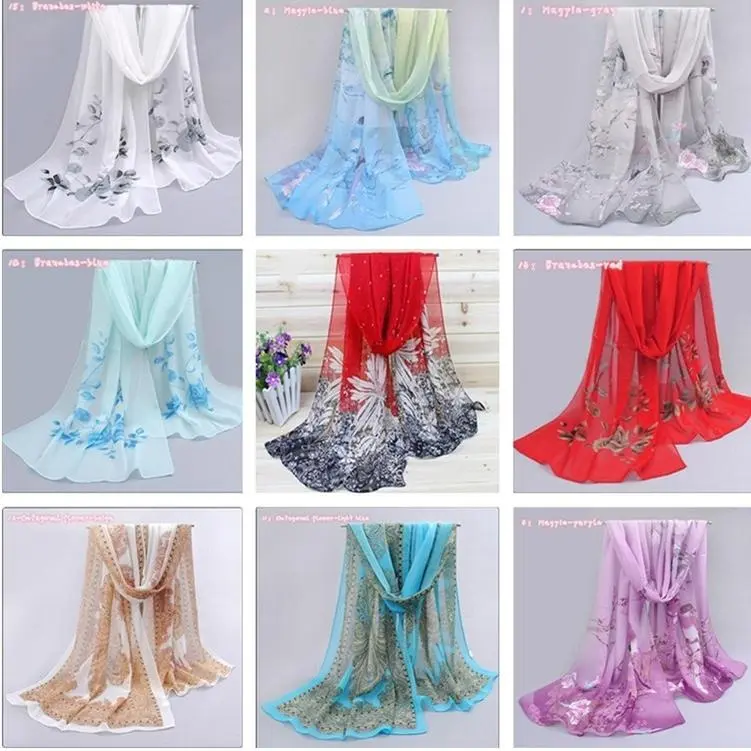1/2PCS 160*50cm  Lady Print Scarf Long Wrap Chiffon Scarves Women's Scarf Long Shawl Scarf Foulard Hijab Scarf Gift