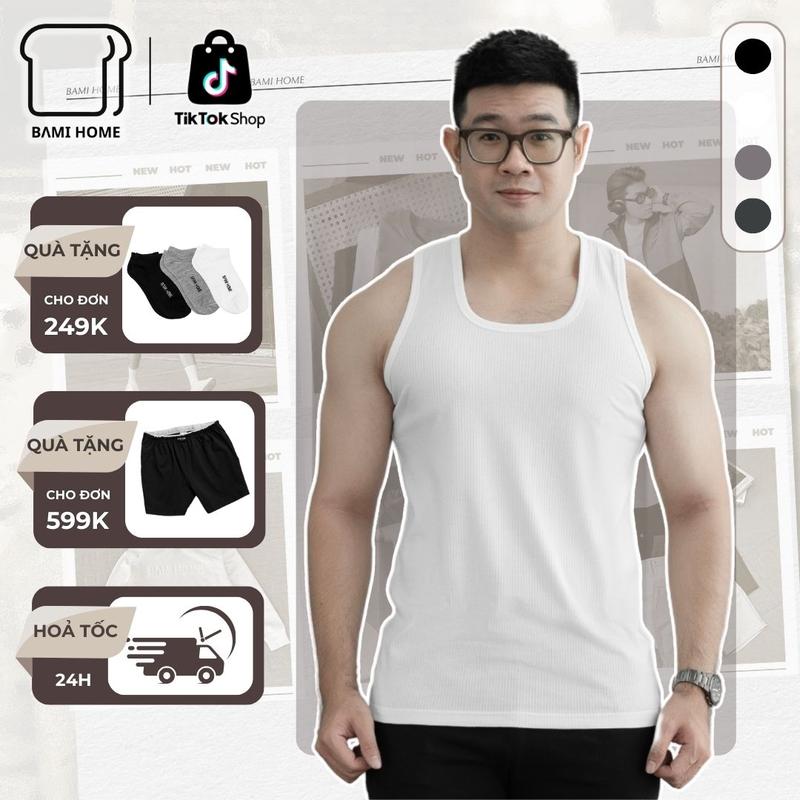 Áo ba lỗ nam vải thun gân co giãn BAMIHOME, áo tanktop, áo sát nách nam tập gym thoáng mát ATT05