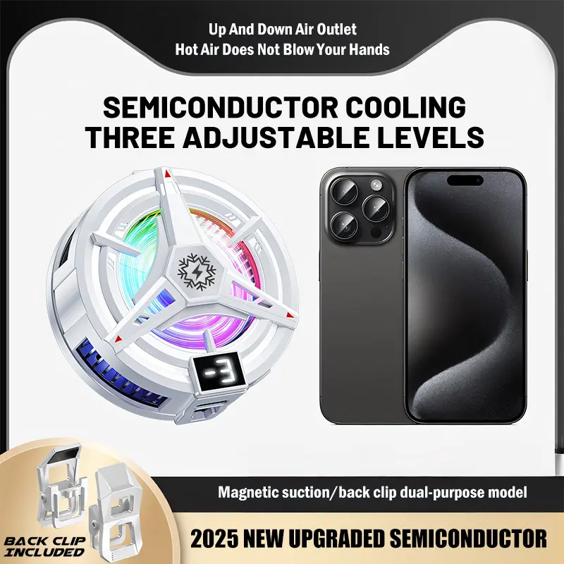MODOFO Kipas Pendingin Game Semikonduktor Dual Mode Layar Digital Pembekuan Cepat Pendingin Tahan Lama Magnet HP Hisap Kuat 3 Level Efek 3 Warna Lampu Game cooler Gamepad 3