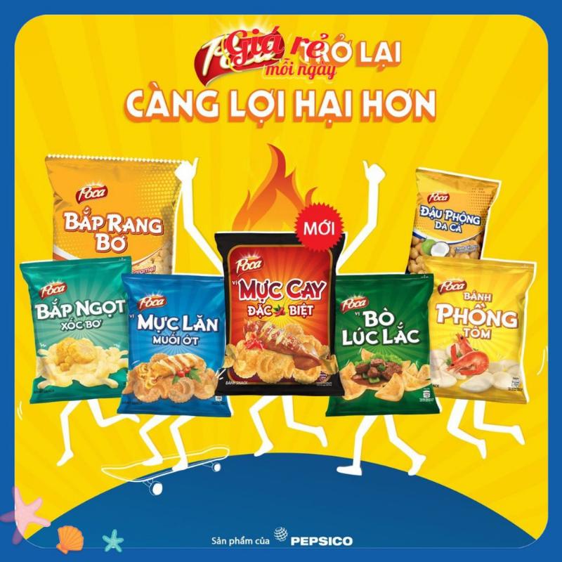 Bền bỉ Combo đặt tối thiểu 20 gói Bánh snack Poca Đủ Vị Thơm Ngon Hấp Dẫn.…