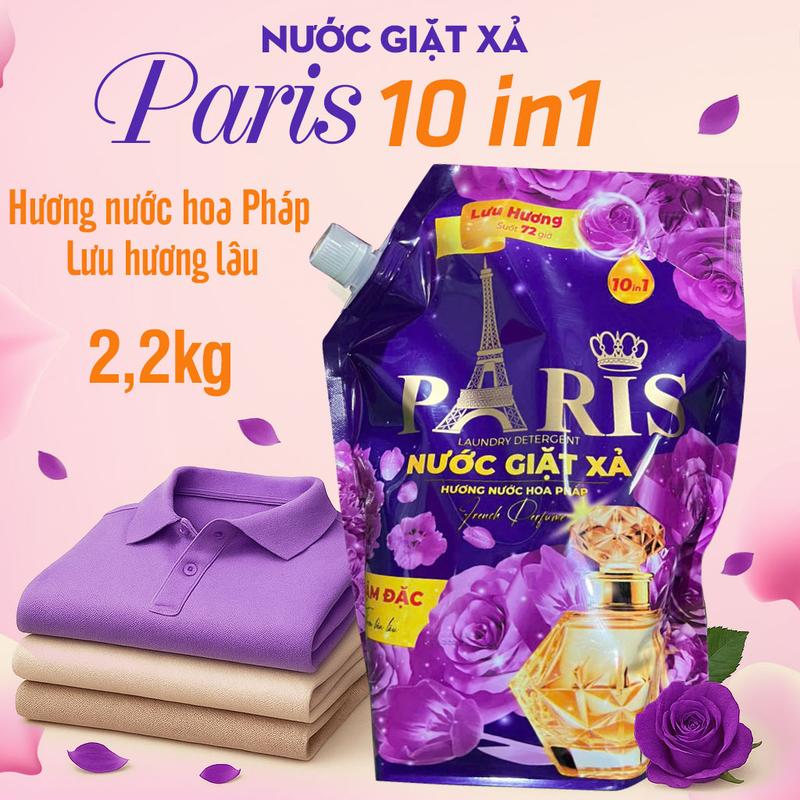 Nước Giặt Xả Paris 10 in 1 Mẫu Mới 2,2kg Thơm Lâu Hương Nước Hoa Pháp 1