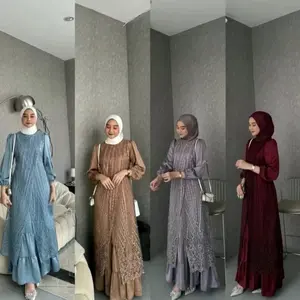 OLIVIA DRESS / DRESS SATIN Gamis Muslim Brokat Dress Pesta Acara Dress Wisuda wanita