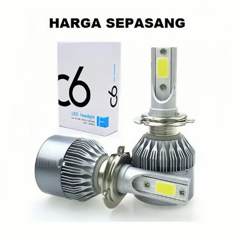 Lampu Utama Mobil LED Headlight C6 SILVER H1 H3 H4 H7 H11 HB3 HB4 36 Watt 36W Motor 9005 9006 H8 H16 Car 0
