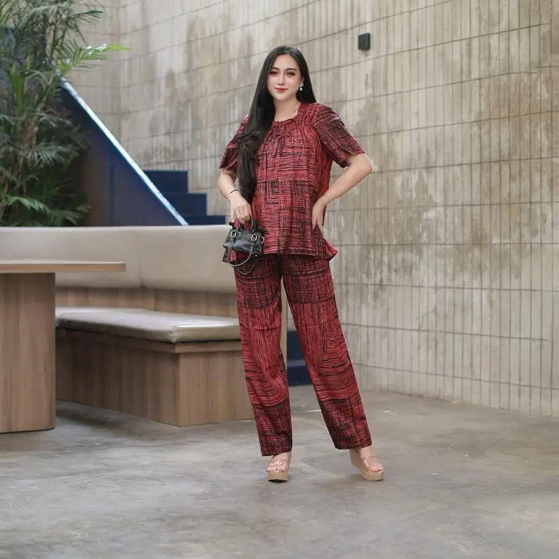 Setelan Celana Panjang Fuji Wanita Terbaru Bahan Rayon Premium Adem dan Nyaman - Baju Remaja yona one motif
