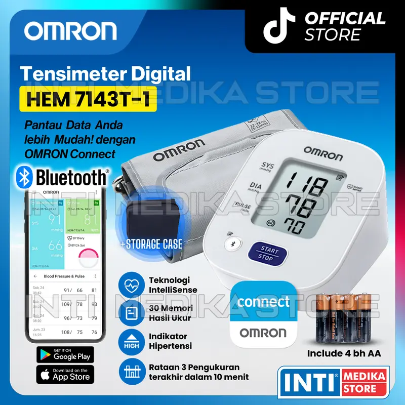 OMRON - Tensimeter Digital + Connect Bluetooth HEM 7143T 0