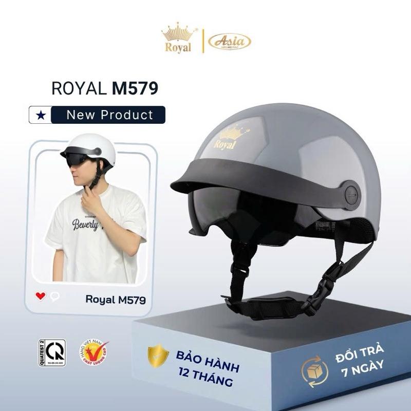 [Deal Độc Quyền Tại Live] Mũ Bảo Hiểm Nửa Đầu Kính Âm Kèm Lưỡi Trai Royal Helmet M579 Nón Bảo Hiểm 1/2 Kính Âm Royal Chính Hãng