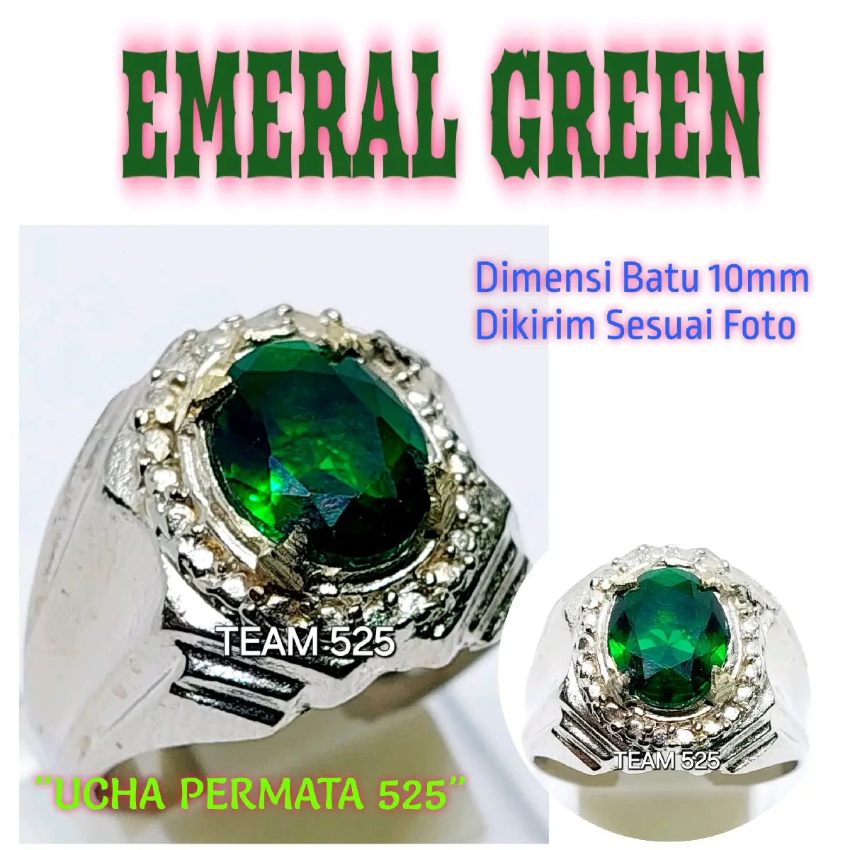 cincin permata emeral green / zamrud cutting