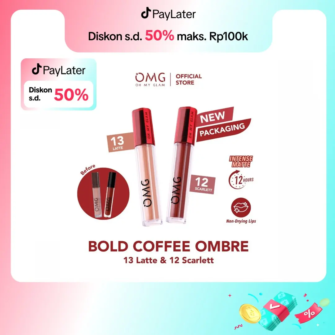 OMBRE OMG LIP CREAM COFFE EDITION NO 13 LATTE & NO 12 SCARLETT