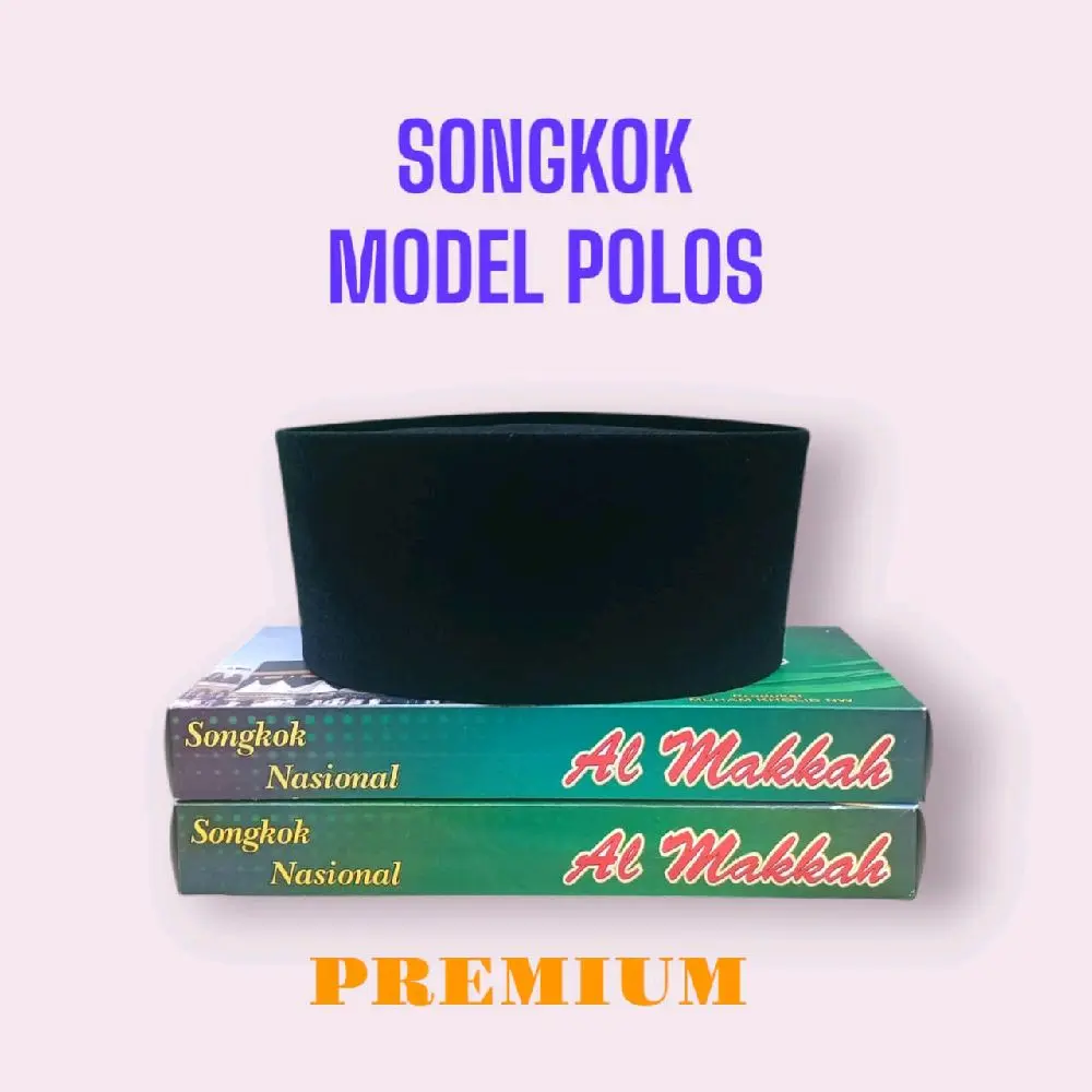 Peci Songkok Hitam al makkah Dewasa Model Polos Muslim - Putih, Pria, Santri Lembut Nyaman Motif, Tinggi 9cm - Kain, Haji