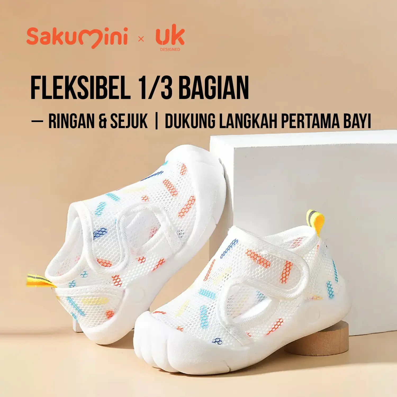 Sakumini Sepatu Kasual Jaring Anak Slip On Sneaker Shoes Toddler Bayi Kaki Prewalker