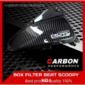 TUTUP FILTER BEAT DELUX CARBON HITAM / tutup filter beat new 2020-2024 Scoopy new 2021-2024 Genio carbon / Tutup filter K0J carbon Glosy Motorcycle Amplas Mesin