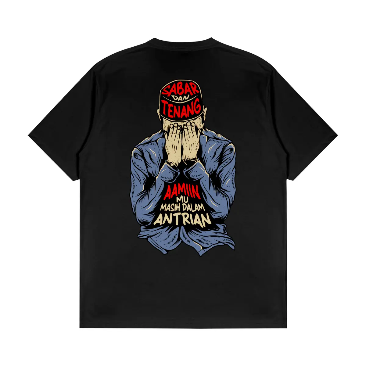 Distro Aing Kaos Sabar Dan Tenang Katun Combed Unisex Pria Dewasa Keren Unisex Lembut Baju Hitam Polos Sablon Santai