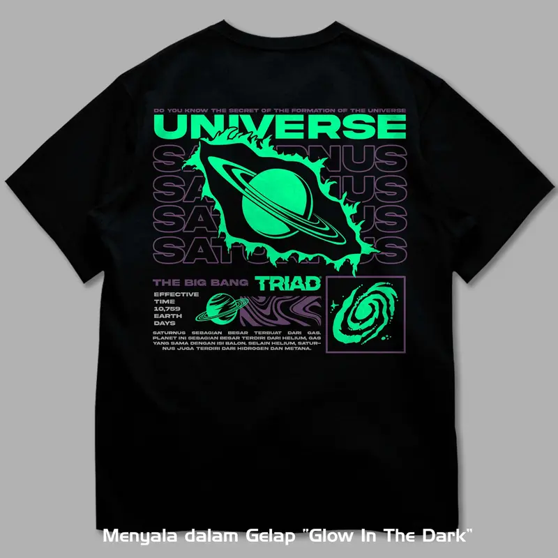 Kaos Glow In The Dark Universe Tshirt Nyala Dalam Gelap Pria Wanita A4244 0