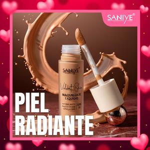 SANIYE Maquillaje Líquido Velvet Skin Acabado Mate Natural SPF 30 Piel Impecable Crema de Base Mate Protección Solar Ideal para Diario y Ocasiones Especiales
