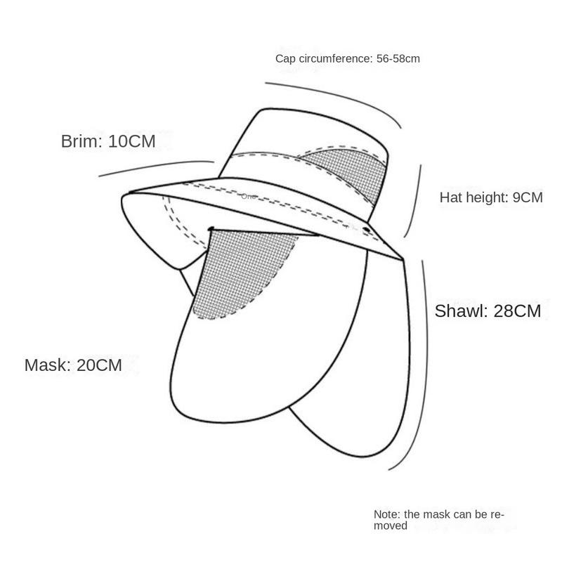 Fashion 360 Degrees Protection Sun Hat Anti-UV Sunscreen and Shading Agricultural Work Hat Removable Face Mask Protect Neck Fishing Cap Summer 6