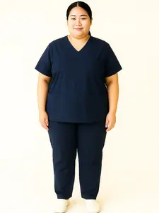 Doctor's Scrub/Set Baju Celana Jaga OKA OK Perawat/Dokter/Nakes Lengan Pendek Seragam Wanita Katun Oversize Jumbo Setelan Blazer Panjang baju  dinas  perawat