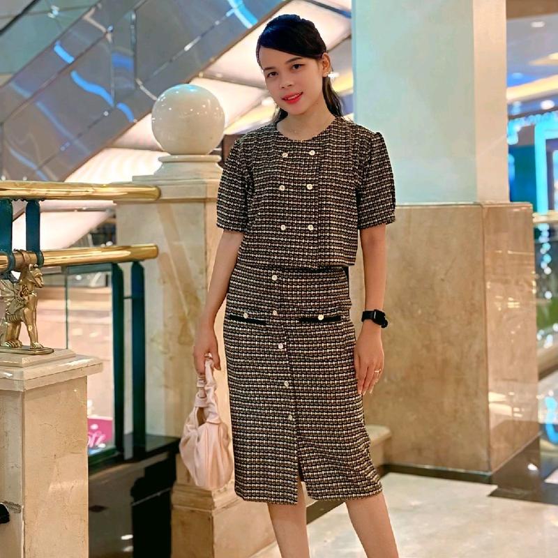 New Ji Won One Set Crop  Top Rok Korean style Setelan  Pendek Baju Wanita Dewasa Tweed Knit Premium  Elegan Nyaman yorriko oneset rajut 0