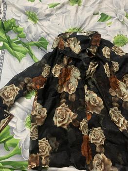 Product Review of Sơ mi Tơ hoa nổi họa tiết nữ MQ Boutique áo sơ mi hoa cam nau nền đen dài tay kiểu công sở thiết kế from N**m 3