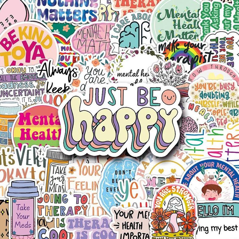 50pcs Mental Health Text Sticker Super Cute DIY Waterproof Suitable For ...