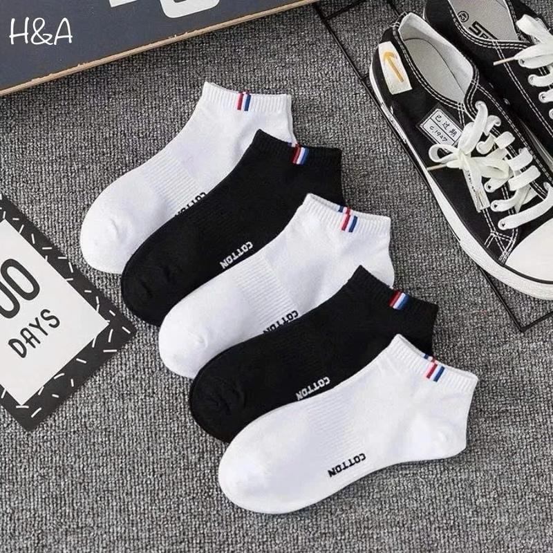 Tất Cổ Ngắn Nam Nữ Phong Cách Vintage Đơn Giản, Vớ Cổ Ngắn Chất Liệu Cotton Co Giãn Chống Hôi Chân (T89)