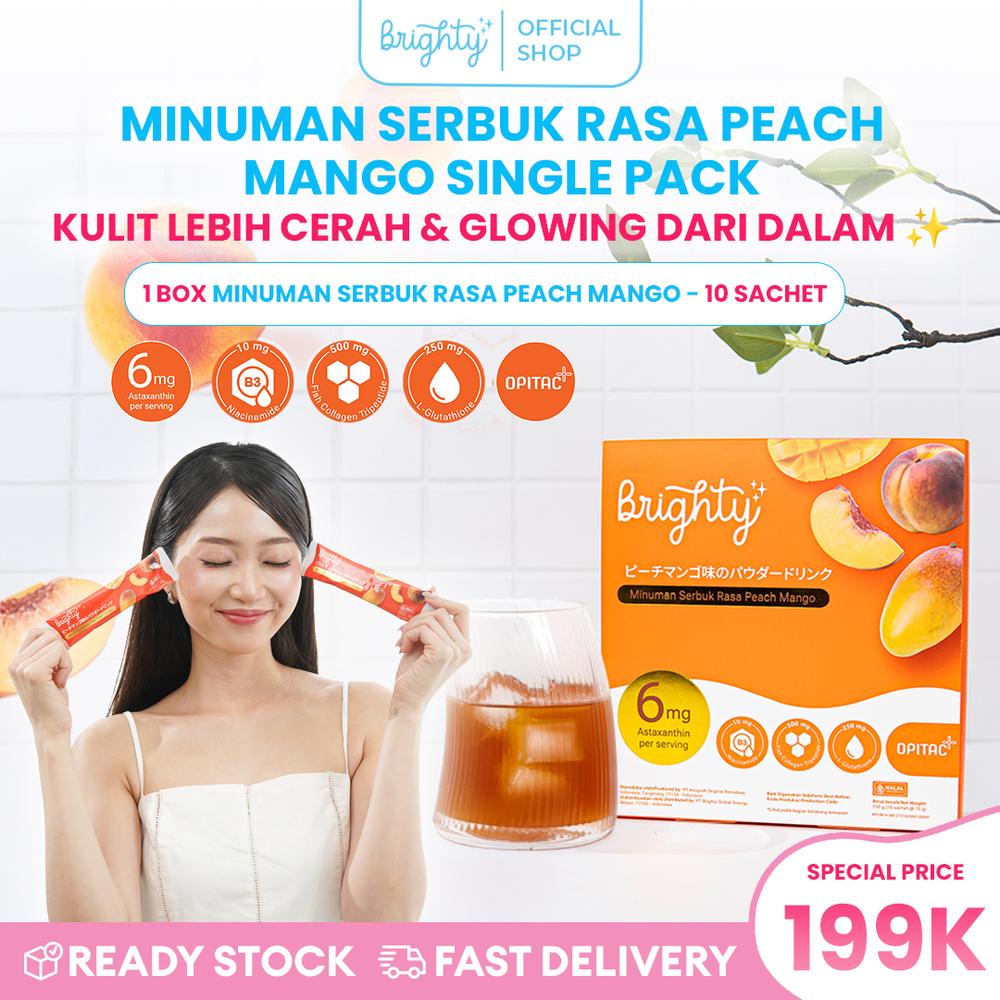 [ NEW LAUNCH ] Brighty Asta-Drink Minuman Serbuk Rasa Peach Mango Minuman Pencerah Minuman Collagen Astaxanthin Glutathione Pencerah Kulit Pencerah Tubuh Mencerahkan Kulit dan Tubuh - 1 Box Asta-Drink