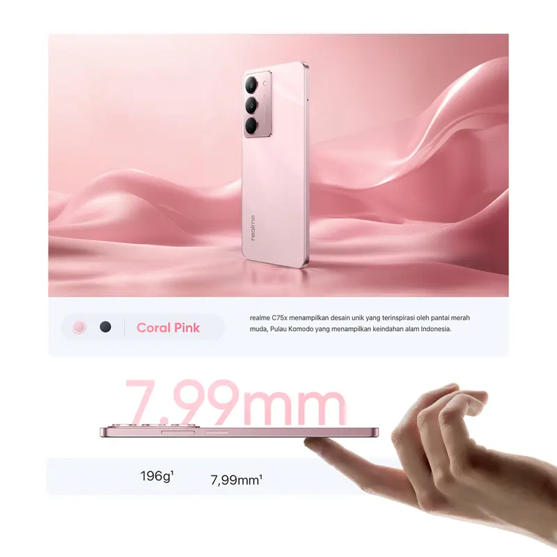 【LIVE EXCLUSIVE】Official realme C75x 8GB+16GB*|128GB (IP68/69 Anti debu & Air | Military Grade shock resistance | Baterai 5600mAh 45W Fast Charge) 3